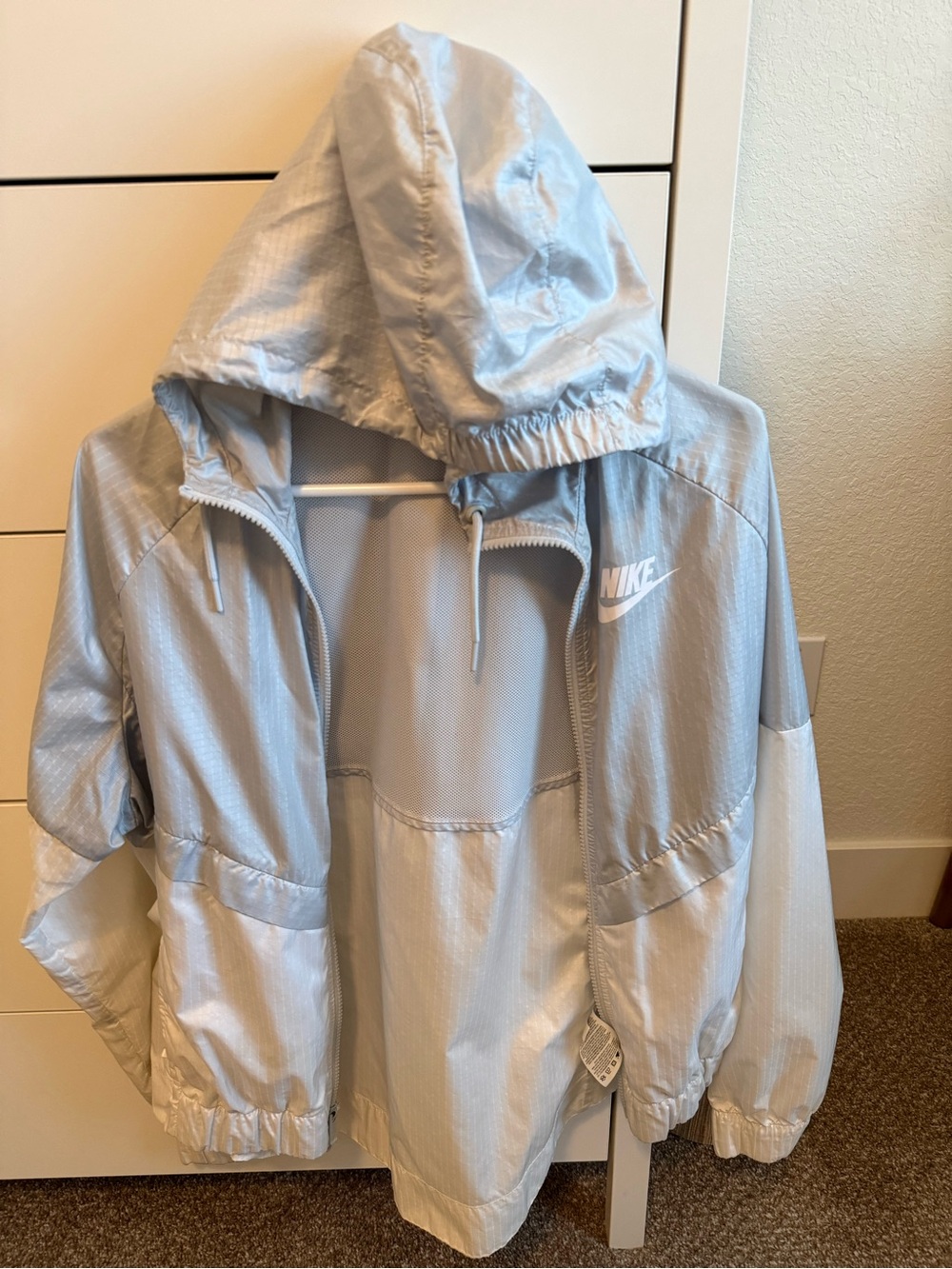 Nike Light Silver Hooded Women's Rain Jacket